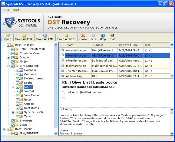 recover inaccessible ost file, recover corrupt ost file, recover corrupt outlook ost file, recover email from ost file, repair o